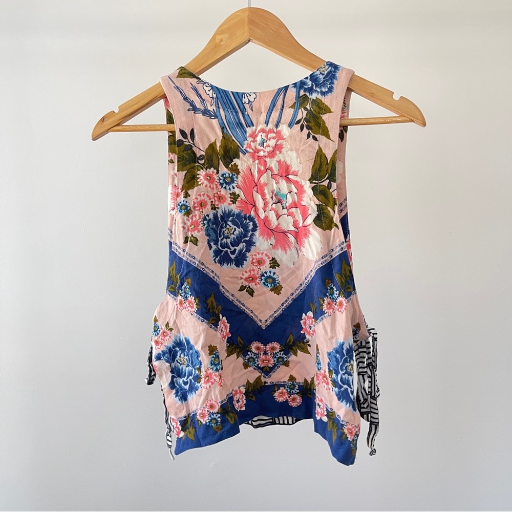 Free People Floral Tank Top - Pink and Blue Size S - Picture 4 of 4